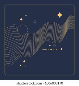 Poster with dynamic waves. Vector illustration in minimal flat style. Abstract background.