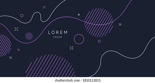 Poster with dynamic waves. Vector illustration in minimal flat style. Abstract background.