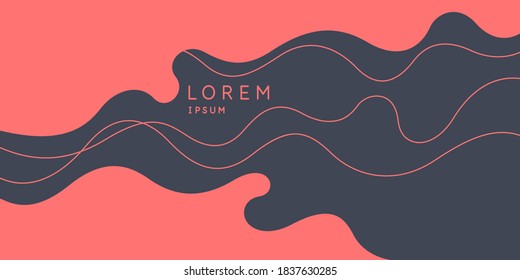 Poster with dynamic waves. Vector illustration in minimal flat style. Abstract background.