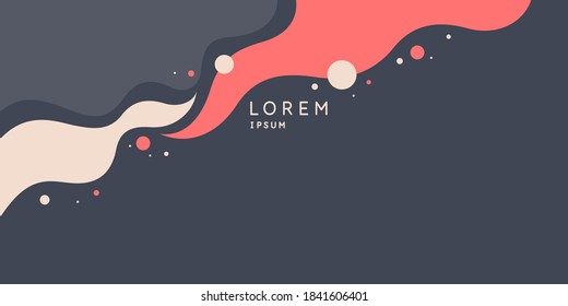 Poster with dynamic waves. Vector illustration in minimal flat style. Abstract background.