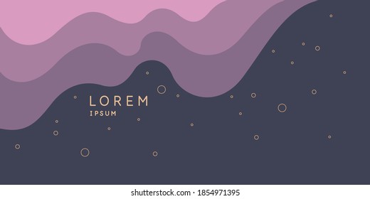 Poster with dynamic waves. Vector illustration in minimal flat style. Abstract background.