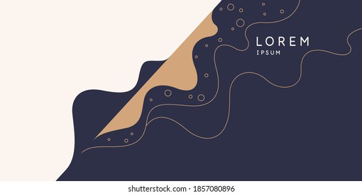 Poster with dynamic waves. Vector illustration in minimal flat style. Abstract background.