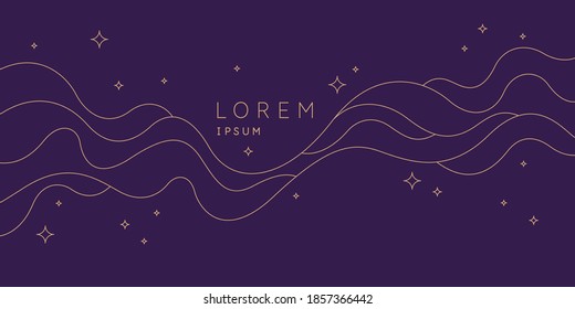 Poster with dynamic waves. Vector illustration in minimal flat style. Abstract background.