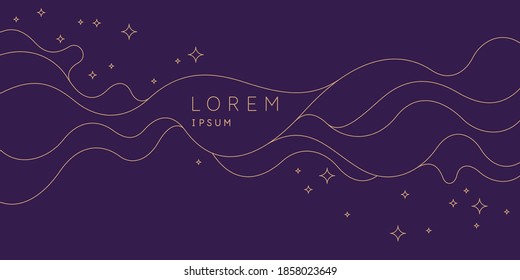 Poster with dynamic waves. Vector illustration in minimal flat style. Abstract background.