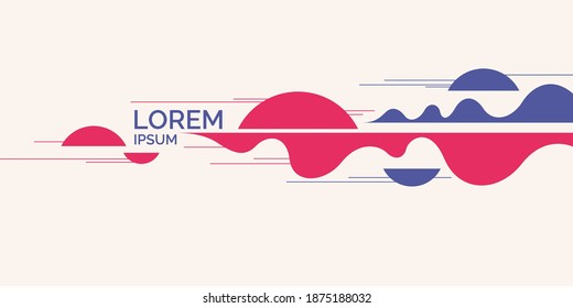 Poster with dynamic waves. Vector illustration in minimal flat style. Abstract background.