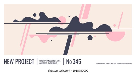 Poster with dynamic waves. Vector illustration in minimal flat style. Abstract background.