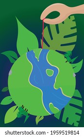 poster earth day aesthetic vector leaf green