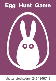 A poster to the Easter Egg Hunt Game. Purple and white colors. Vector illustration. Bunny. sstkEaster