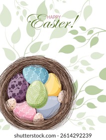 Poster with Easter eggs in a nest