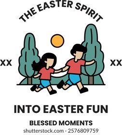 A poster for Easter Spirit that shows two children running