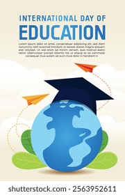 a poster for education with a picture of a globe and the words education on it