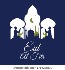 The Poster of Eid Al Fitr with Vector Illustration