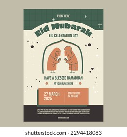 Poster Eid Mubarak Template Style Vintage