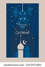 Poster for Eid Mubarak, vector illustration