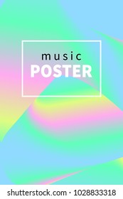 Poster electronic music. Background fluid, iridescent foil, hipster banner, flyer, invitation to night club. Vector illustration