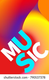 Poster electronic music. Banner gradient color. Abstract neon background, backdrop, template, flyer, card. Vector illustration
