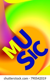 Poster electronic music. Banner gradient color. Abstract neon background, backdrop, template, flyer, card. Vector illustration