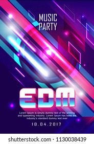 Poster electronic music dj party retro design vector background