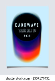Poster for electronic music event. Abstract blurred background, dark ink blot with vivid stains.