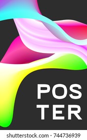 Poster electronic music. Poster fluid. Color flyer. Banner with blend shapes. Vector graphics.