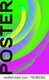 Poster electronic music. Poster fluid. Color flyer. Banner with blend shapes. Vector graphics.
