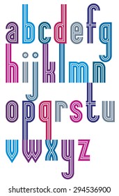 Poster elegant bright striped font, lower case letters with triple lines.