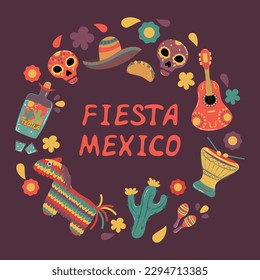 Poster with elements of Mexican culture