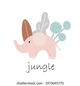 
poster with an elephant. vector illustration. print for t-shirts