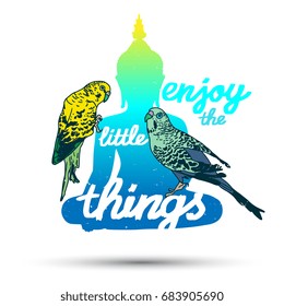 Poster "Enjoy the little things" with Buddha silhouette and