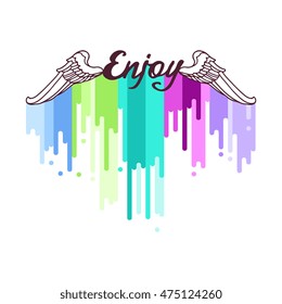 Poster "Enjoy" with multicolor dripping paint. Vector illustration / logo / label / tattoo