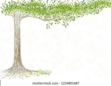 Poster for environment day. White background with drawing tree