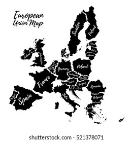 Poster of the European Union. Silhouettes of the countries of the European Union.
Vector.