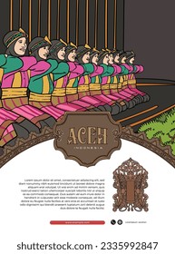 Poster event layout template for tourism with Aceh culture illustration
