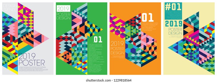 Poster event template with colorfull diagonal