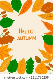 Poster with fall leaves Hello autumn