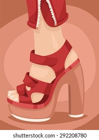 poster fashionable high-heeled red shoe