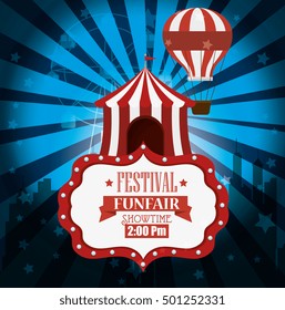 poster festival funfair tent airballoon light background