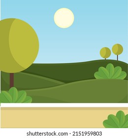 Ilustración vectorial del paisaje forestal de campo de póster