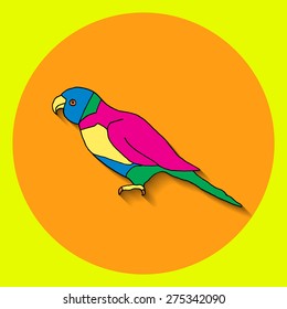 Poster for fiesta time with colorful hand drawn attributes parrot. Cinco de Mayo banner.