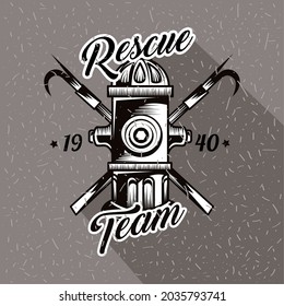 afiche de la insignia del bombero con hidrante