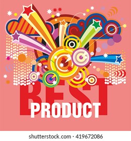 Poster firework. Best product. Simple vector.