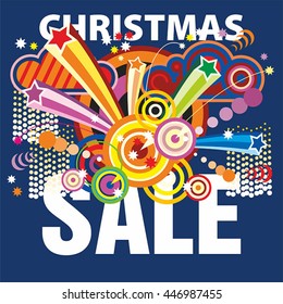 Poster firework. Christmas sale. Simple vector.
