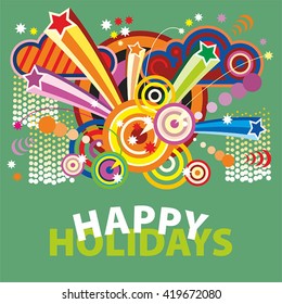 Poster firework. Happy holidays. Simple vector.