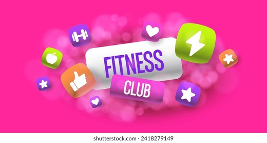 A poster for a fitness club. Practicing different kinds of sports. Design elements in a modern style. A template for creative work. A banner for advertising and information.