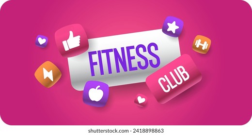 A poster for a fitness club. Practicing different kinds of sports. Design elements in a modern style. A template for creative work. A banner for advertising and information.