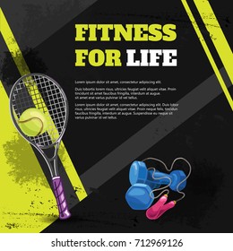Poster fitness for life in the grunge style