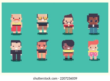 Poster Flat 8bit Characters Community Stock Vector (Royalty Free ...