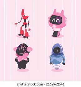 poster of flat colored robots set