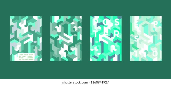 Poster with flat geometric pattern. Cool colorful backgrounds. Applicable for Banners, Placards, Posters, Flyers. Vector illustration.