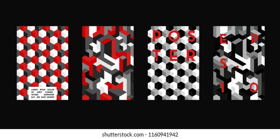 Poster with flat geometric pattern. Cool colorful backgrounds. Applicable for Banners, Placards, Posters, Flyers. Vector illustration.